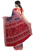 Exquiste Pasapali and Terracotta art design Sambalpuri Cotton Saree with Blouse Piece