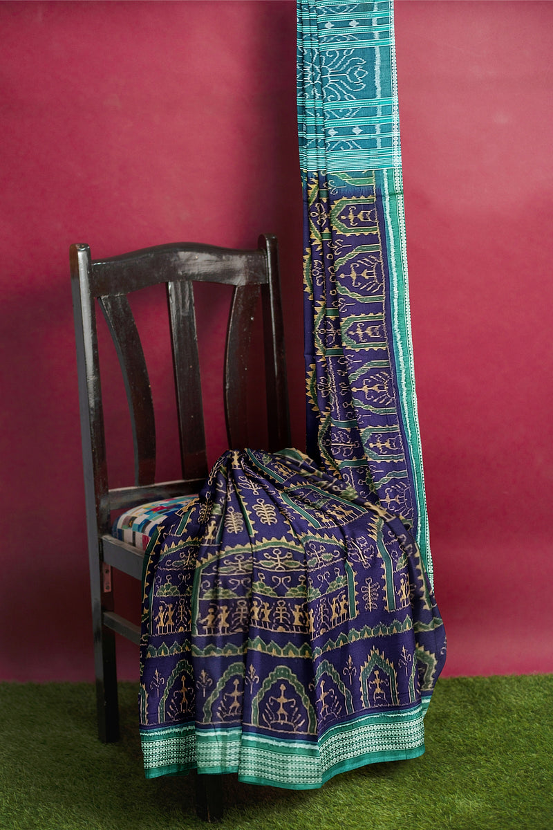 Beautiful Terracotta design Sambalpuri cotton saree with blouse piece