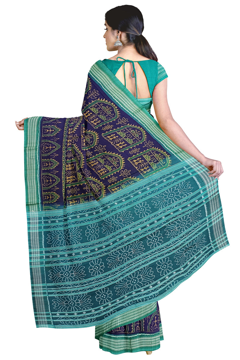 Beautiful Terracotta design Sambalpuri cotton saree with blouse piece