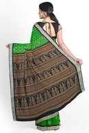 Half Half design Bomkai silk saree with blouse piece