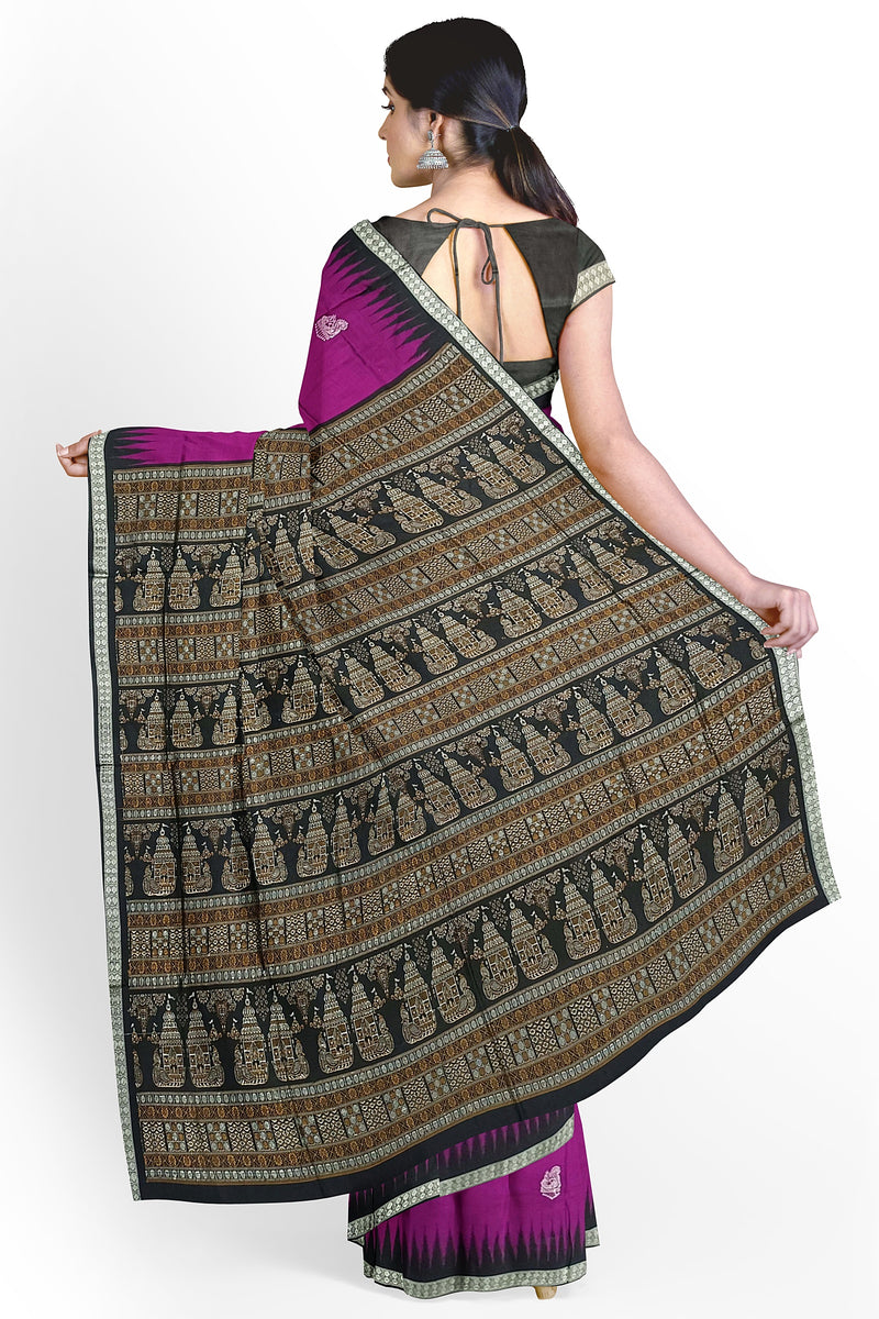 Swan motifs bomkai silk saree with blouse piece
