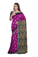 Swan motifs bomkai silk saree with blouse piece