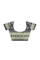 Exquisite Konark temple and Wheel design sambalpuri cotton saree with blouse piece