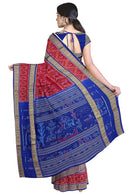 Exquisite multi boarder and Tribal design sambalpuri cotton saree with blouse piece