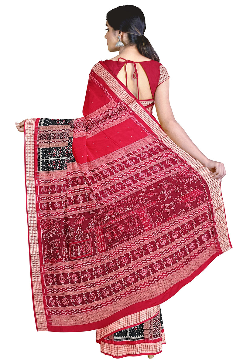 Half Half design Sambalpuri silk saree with blouse piece