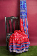 Beautiful Terracotta design Sambalpuri silk saree with blouse piece