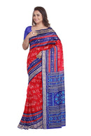 Beautiful Terracotta design Sambalpuri silk saree with blouse piece