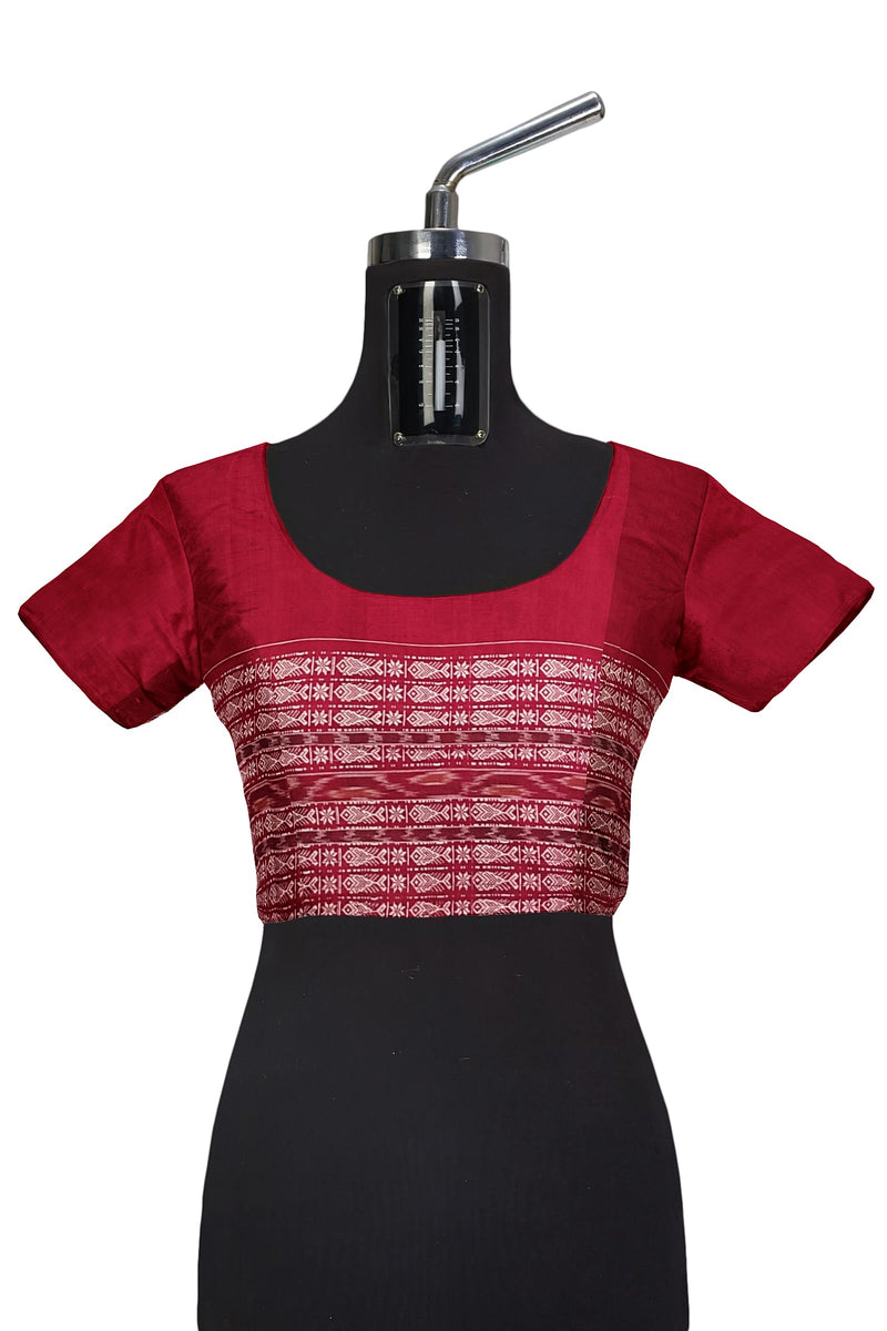 Check check design sambalpuri cotton saree with blouse piece