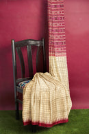 Sambalpuri Tusser Silk Phodakumbha boarder and check check body saree with blouse piece