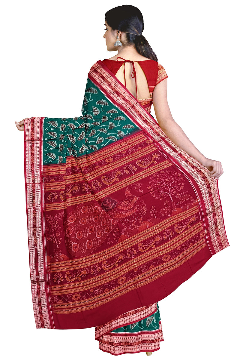 Exquisite  Umbrella design Sambalpuri cotton saree with blouse piece