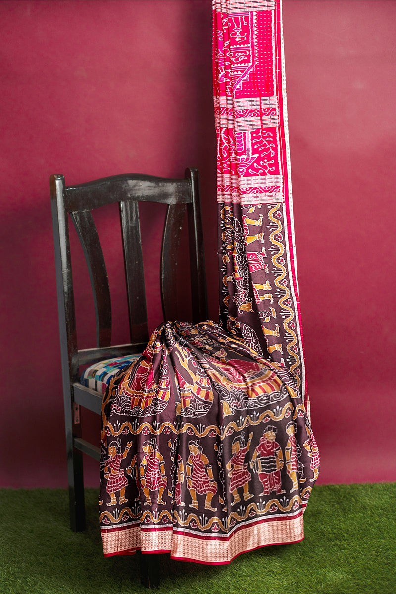 Boita(Boat) design Premium Sambalpuri Silk Saree with Blouse piece