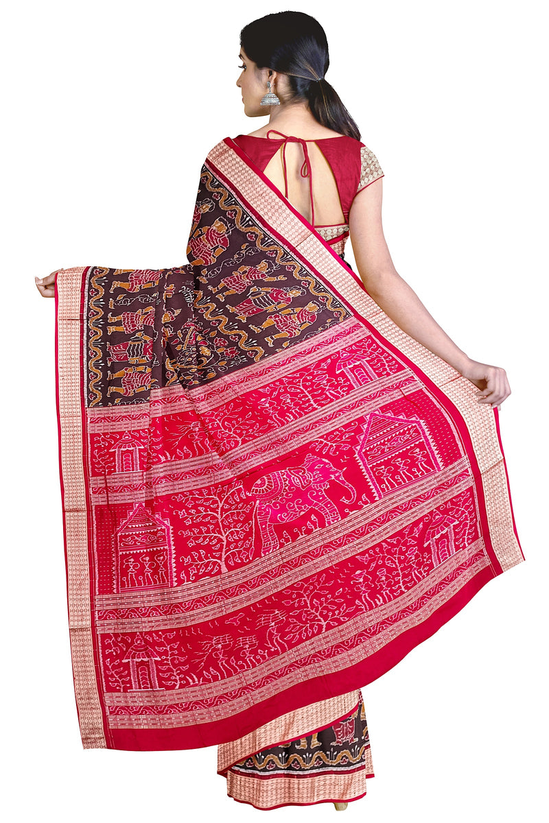 Boita(Boat) design Premium Sambalpuri Silk Saree with Blouse piece