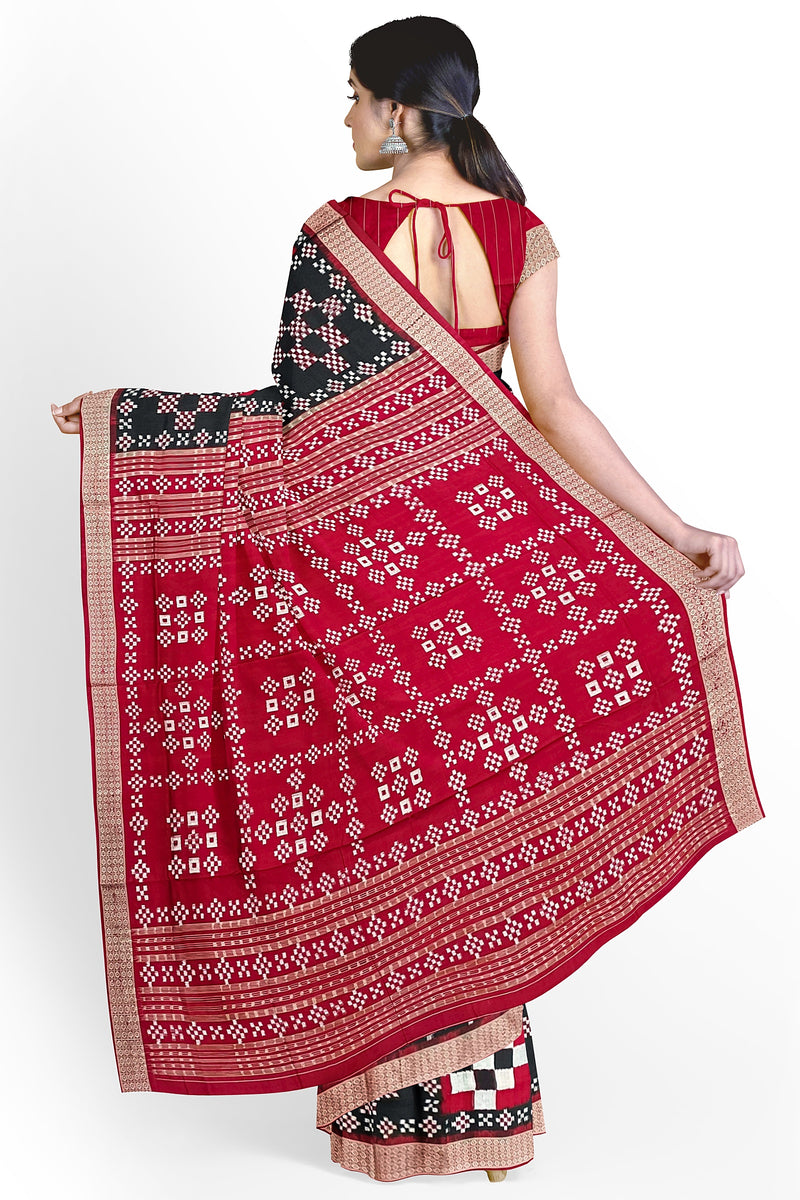 Pasapali design Sambalpuri Silk Saree with Blouse Piece