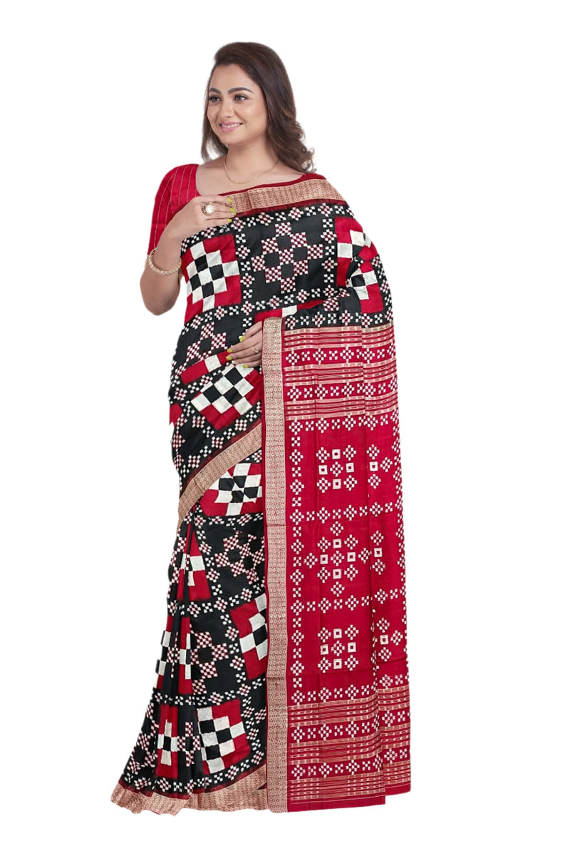 Pasapali design Sambalpuri Silk Saree with Blouse Piece
