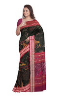 Beautiful village life design Sambalpuri cotton saree with blouse piece