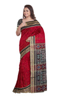 Exclusie shadow color with village lady design Premium Sambalpuri cotton saree with blouse piece