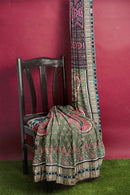 Exquisite Big Nartaki design Sambalpuri cotton saree with work blouse piece, Grey and coffee colors combination