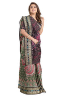 Exquisite Big Nartaki design Sambalpuri cotton saree with work blouse piece, Grey and coffee colors combination