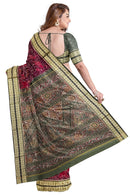 Beautiful Jungle theme Premium Sambalpuri cotton saree with blouse piece