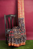 Exquiste terracotta Design Sambalpuri Half tissue silk saree with blouse piece