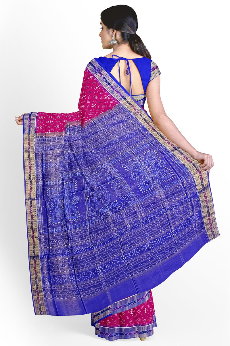 Terracotta Design Sambalpuri Half tissue silk saree with blouse piece
