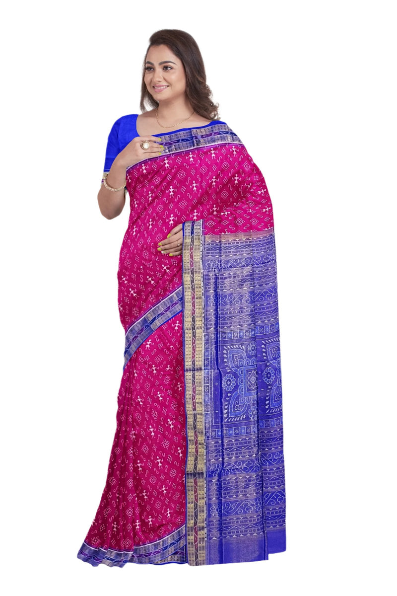 Terracotta Design Sambalpuri Half tissue silk saree with blouse piece