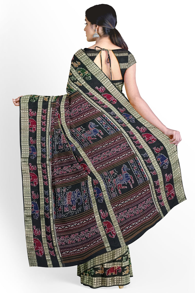 Sambalpuri Silk Bapta(Silk+Cotton mix) saree with blouse piece