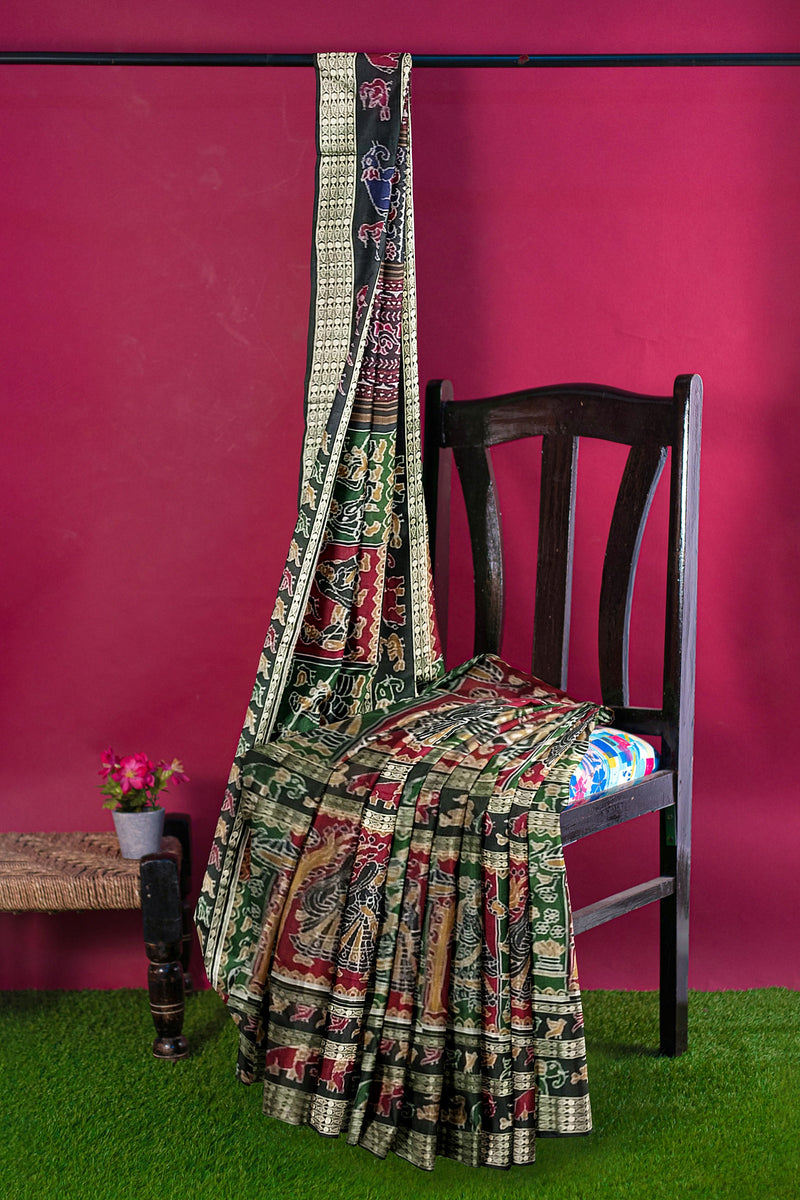 Sambalpuri Silk Bapta(Silk+Cotton mix) saree with blouse piece