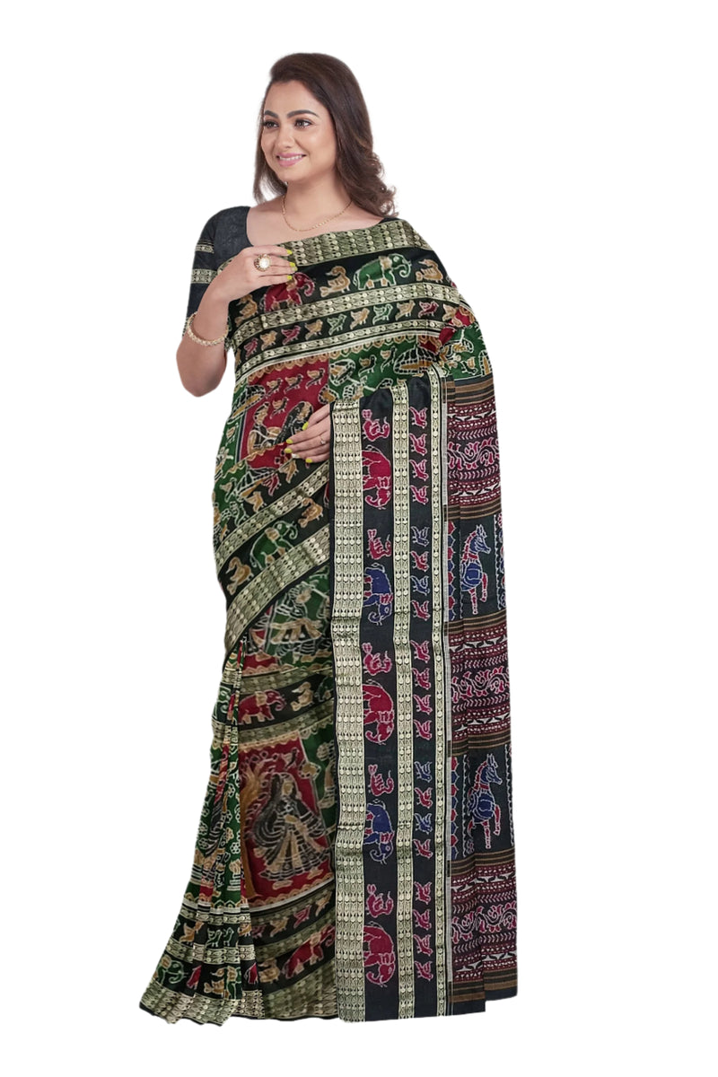 Sambalpuri Silk Bapta(Silk+Cotton mix) saree with blouse piece