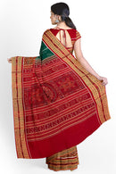 Flower and Peacock design Sambalpuri cotton saree with blouse piece