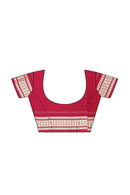 Beautiful Konark temple and wheel and lions design Sambalpuri silk saree with blouse piece