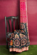 Beautiful Konark temple and wheel and lions design Sambalpuri silk saree with blouse piece