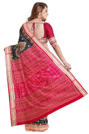 Beautiful Konark temple and wheel and lions design Sambalpuri silk saree with blouse piece