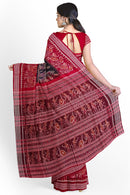Exquisite Village life design Sambalpuri cotton saree with blouse piece