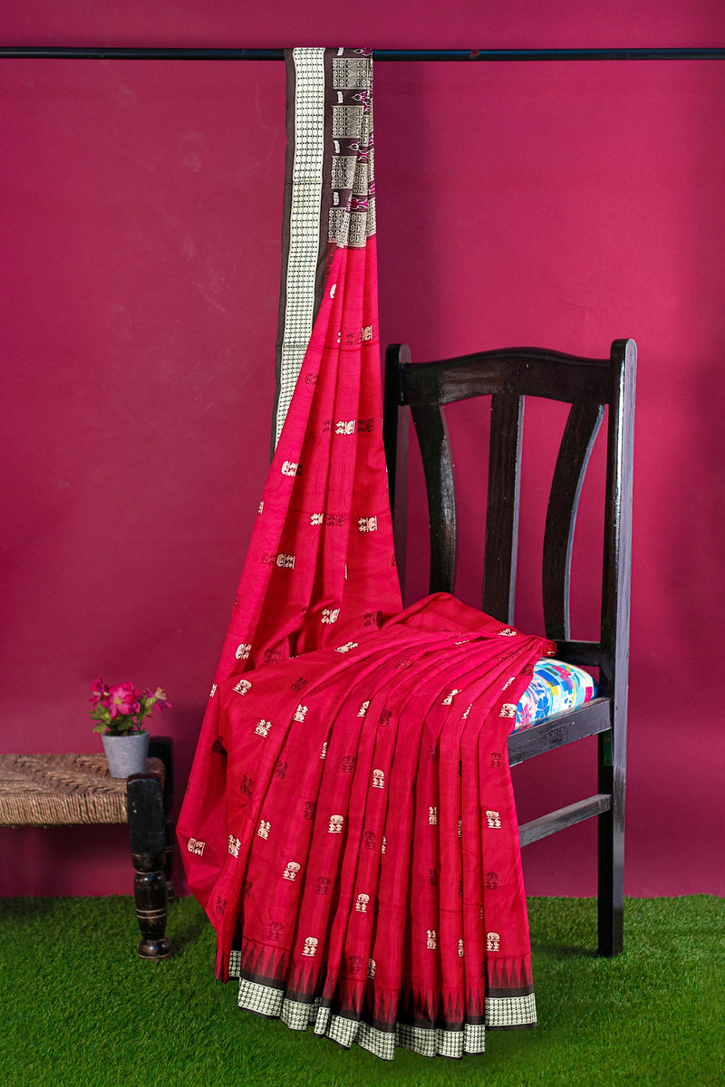 Bomkai silk saree with blouse piece