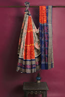 Beautiful Terracotta design Partly Sambalpuri cotton saree with blouse piece