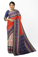 Beautiful Terracotta design Partly Sambalpuri cotton saree with blouse piece