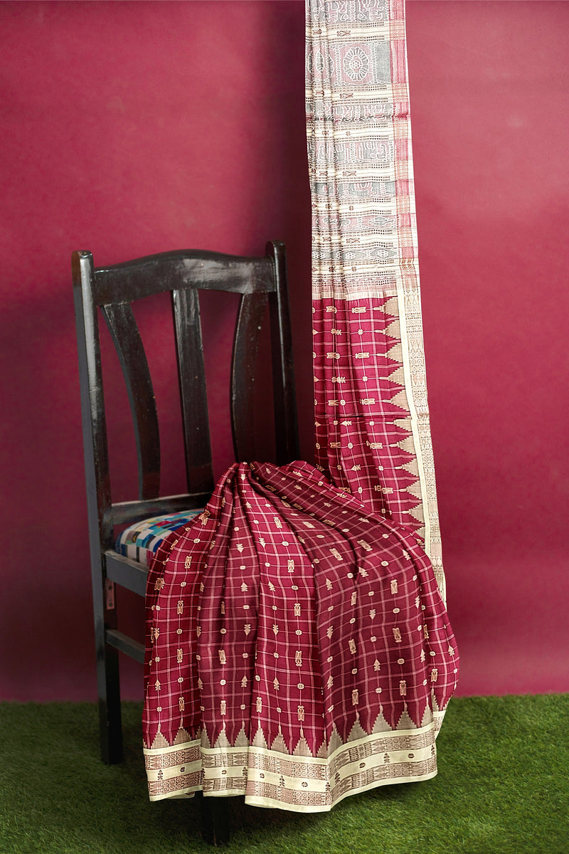 Hazar fish buti design Sambalpuri silk saree with blouse piece