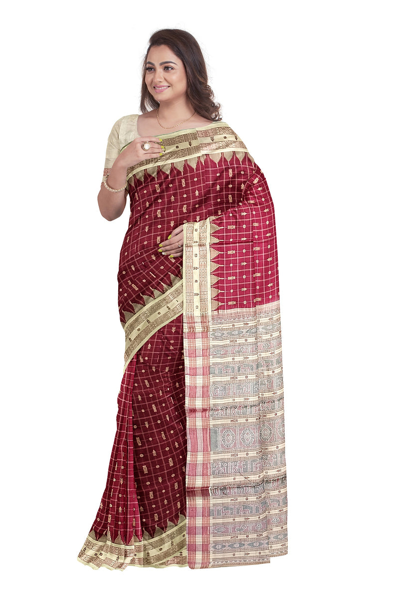 Hazar fish buti design Sambalpuri silk saree with blouse piece