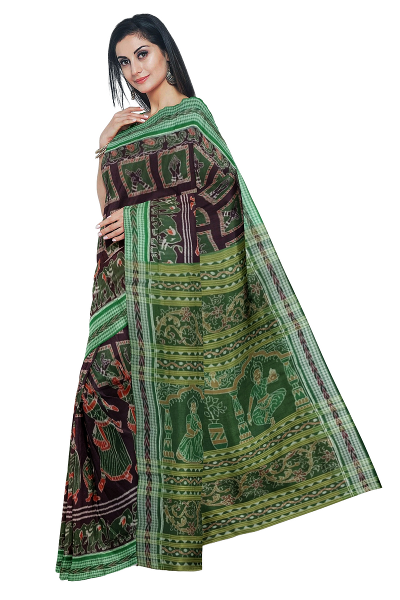 Nartaki design in Odishi Dance form design Sambalpuri cotton saree with blouse piece