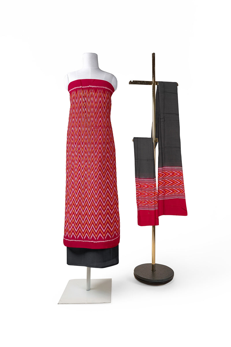 Exclusive Ikat Handloom Cotton Dress Material, Unstitched