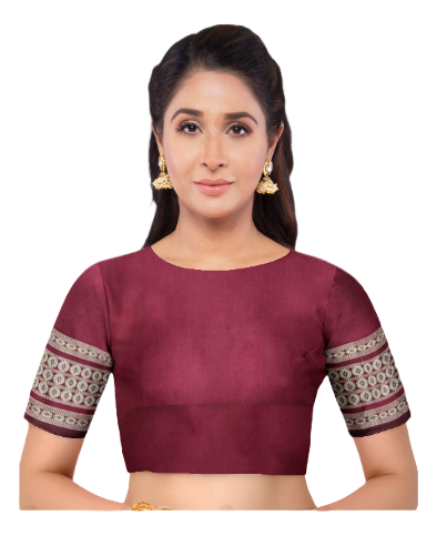 Unstitched Sambalpuri silk blouse piece. Color : Deep Maroon. 1 mtr