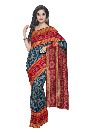 Kath putli design sambalpuri cotton saree with blouse piece