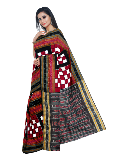 Bichitrapuri cotton saree. Red, Black colors combination