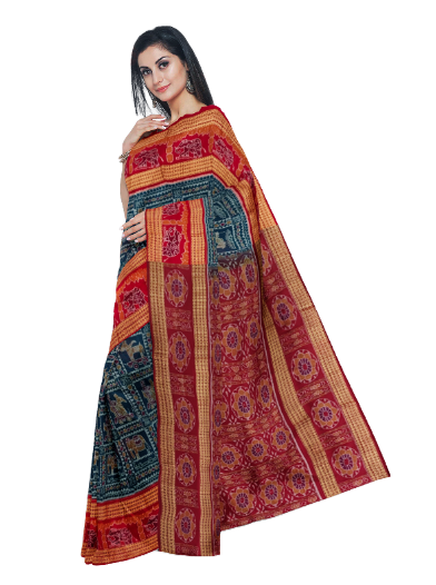 Kath putli design sambalpuri cotton saree with blouse piece