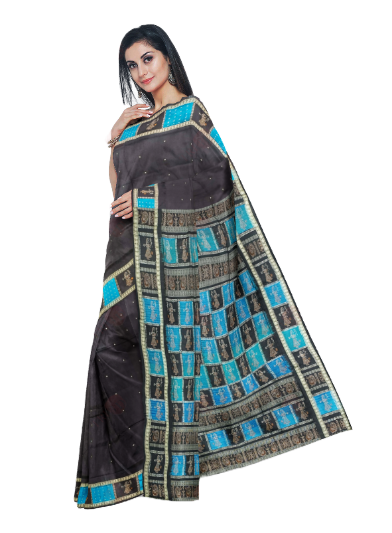 Doll boarder design bomkai silk saree with blouse piece