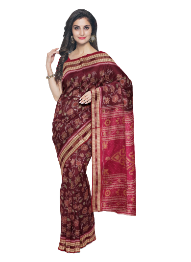 Flower design sambalpuri cotton saree with blouse piece