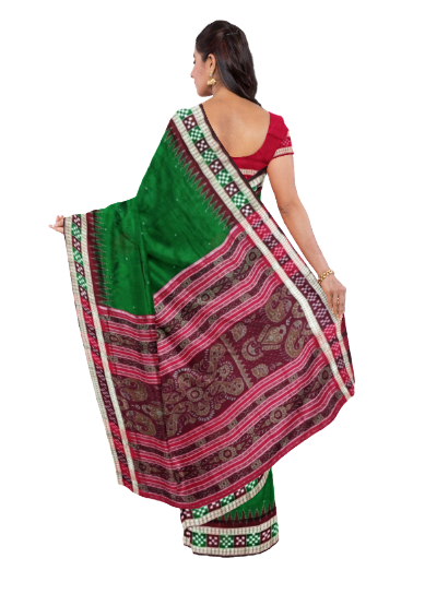 Pasapali Boarder Design Bomkai silk saree with blouse piece