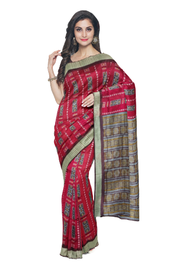 Bomkai silk saree with blouse piece