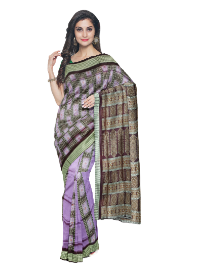 Shoulder Bomkai Silk Saree with blouse piece